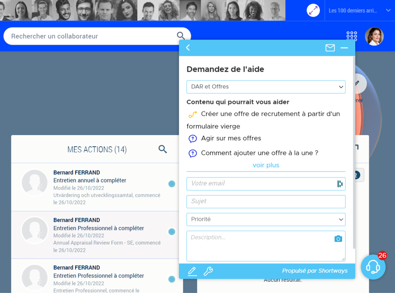 Demande d'assistance - Assistant Shortways (close-up)