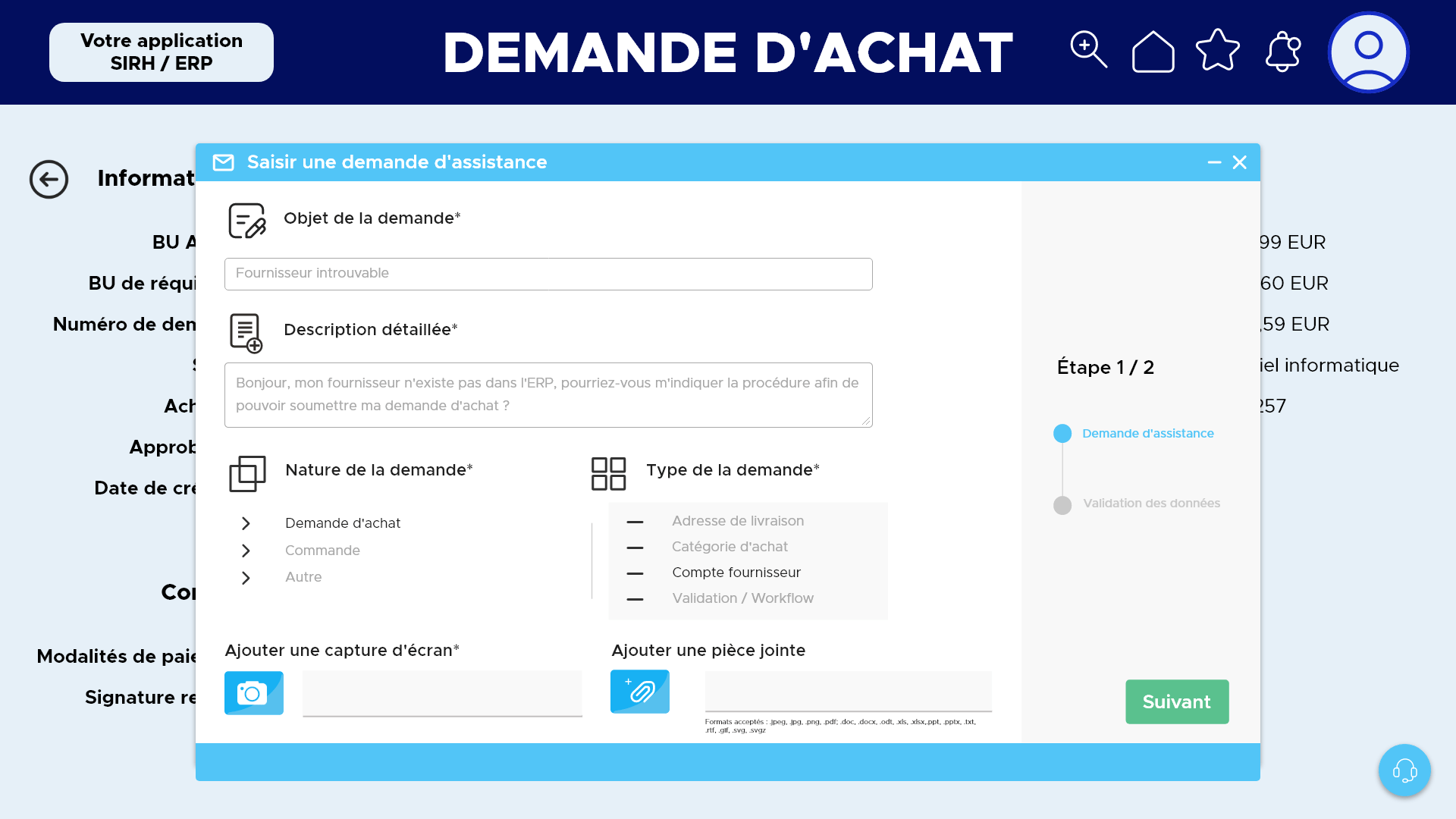 Demande d'assistance intégrée à votre outil - Smart Ticketing