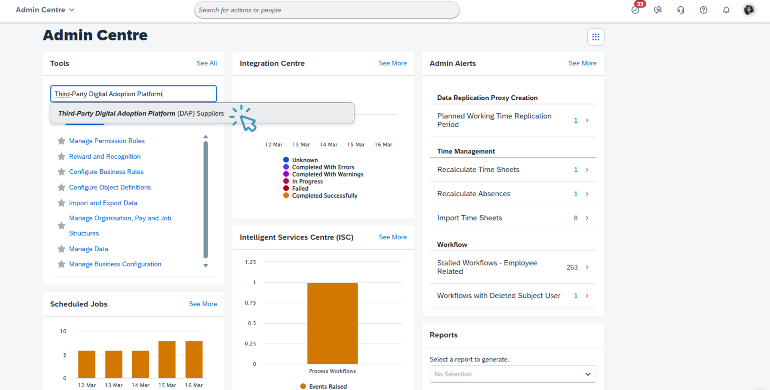 Shortways integration SAP SuccessFactors Admin Centre step 1